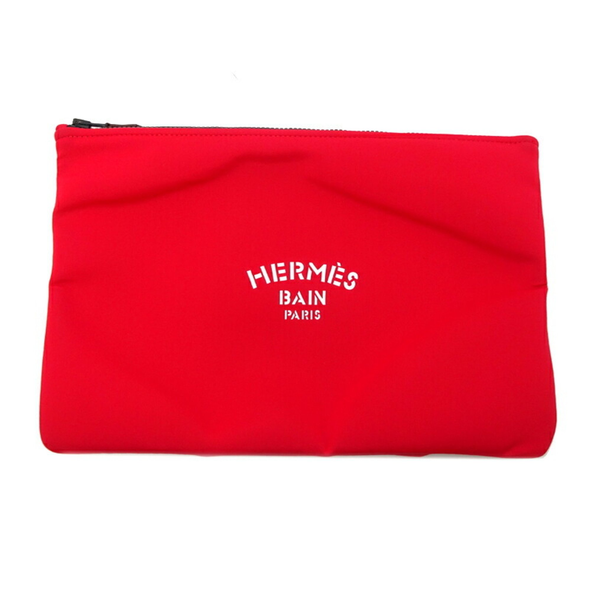 Hermes Neoven GM Women's and Men's Pouch Cotton Canvas Red