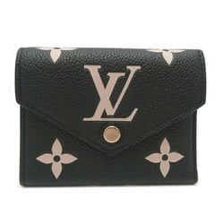 Louis Vuitton Portefeuille Victorine Women's Tri-fold Wallet M80968 Bicolor Monogram Empreinte Black Beige