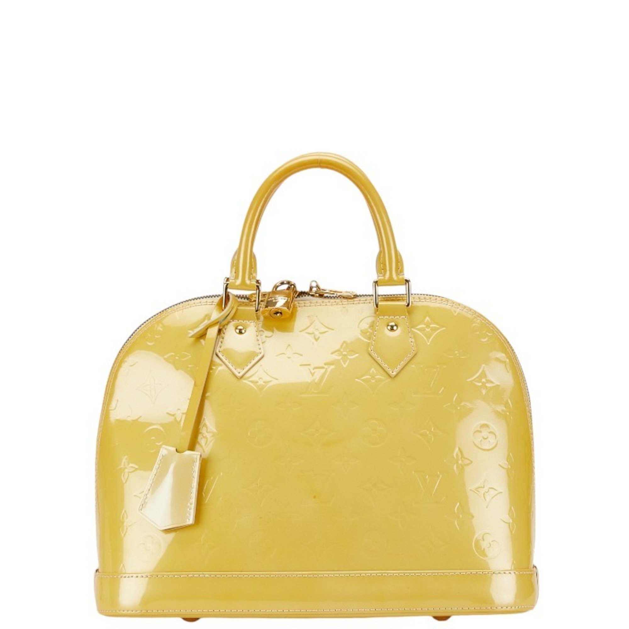 Louis Vuitton Monogram Vernis Alma PM Handbag M91695 Jaune Yellow Patent Leather Women's LOUIS VUITTON