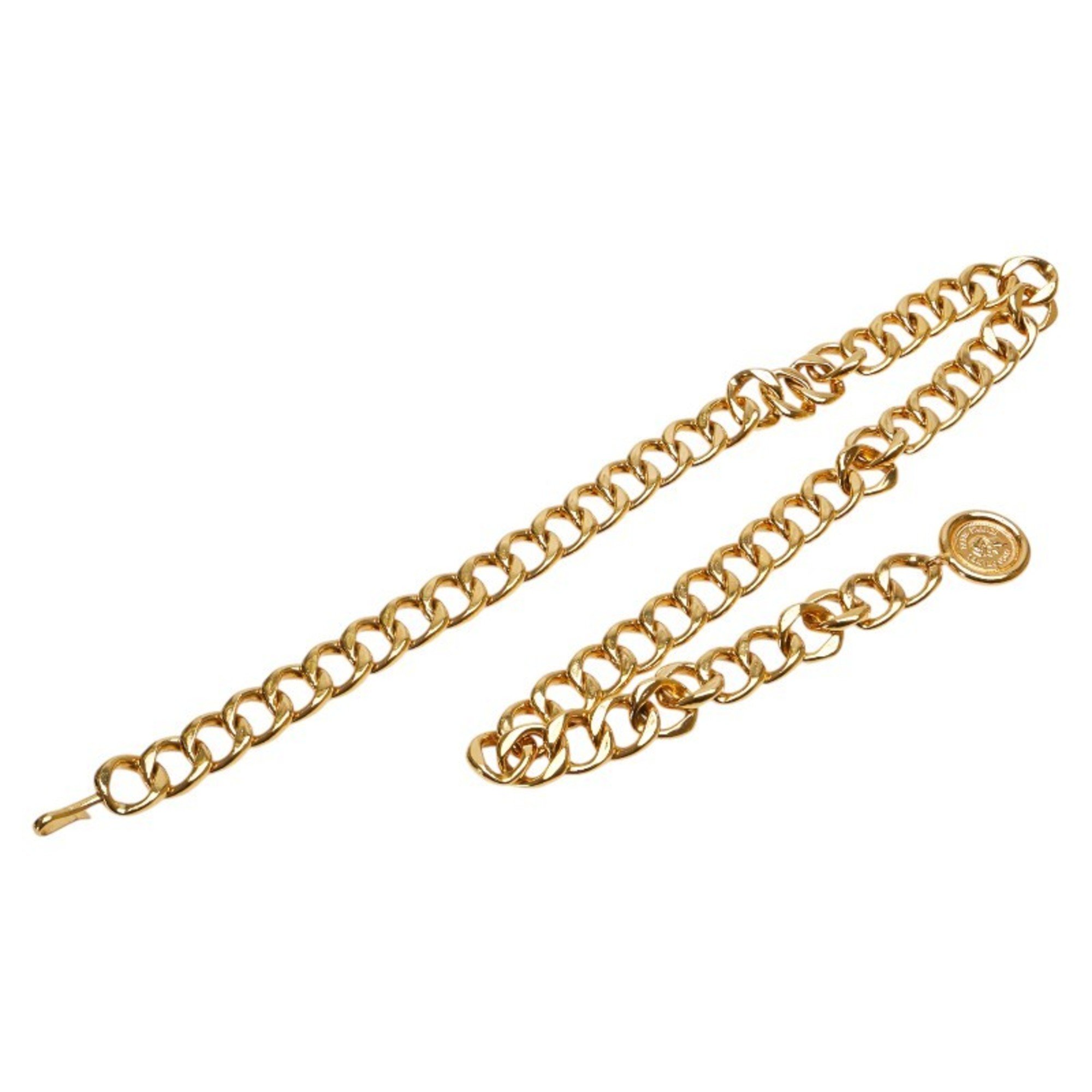 Chanel Coco Mark Medallion Chain Belt Gold Plated Women's CHANEL