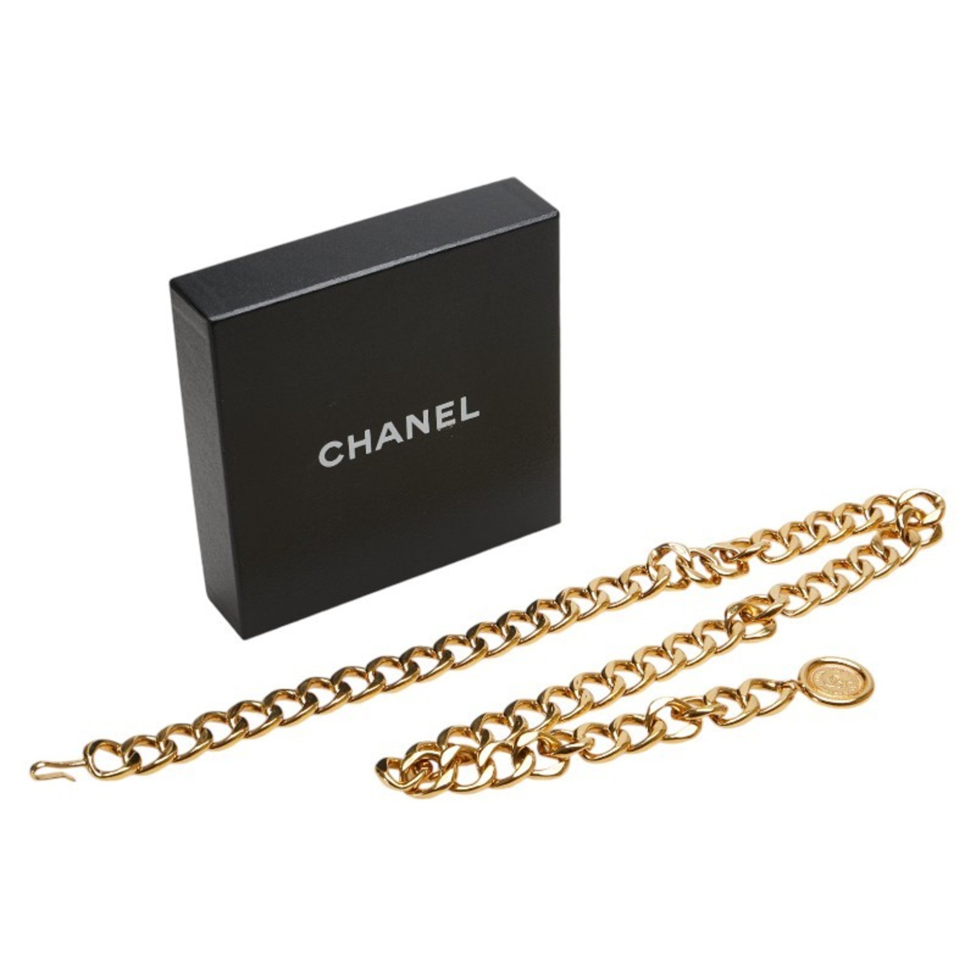 Chanel Coco Mark Medallion Chain Belt Gold Plated Women's CHANEL