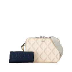 Christian Dior Dior CD Diamond Shoulder Bag White Beige PVC Leather Women's