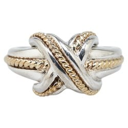 Tiffany Signature Cross Ring, size 12, SV925 silver, K18YG yellow gold, ladies', TIFFANY&Co.