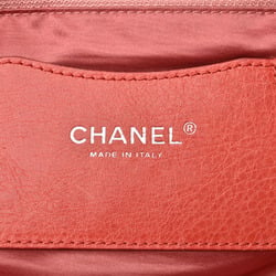 CHANEL Shoulder Bag Tote Quilted Leather Dark Pink Silver