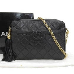 CHANEL Matelasse Coco Mark Chain Shoulder Bag with Seal () A01287 Lambskin Black