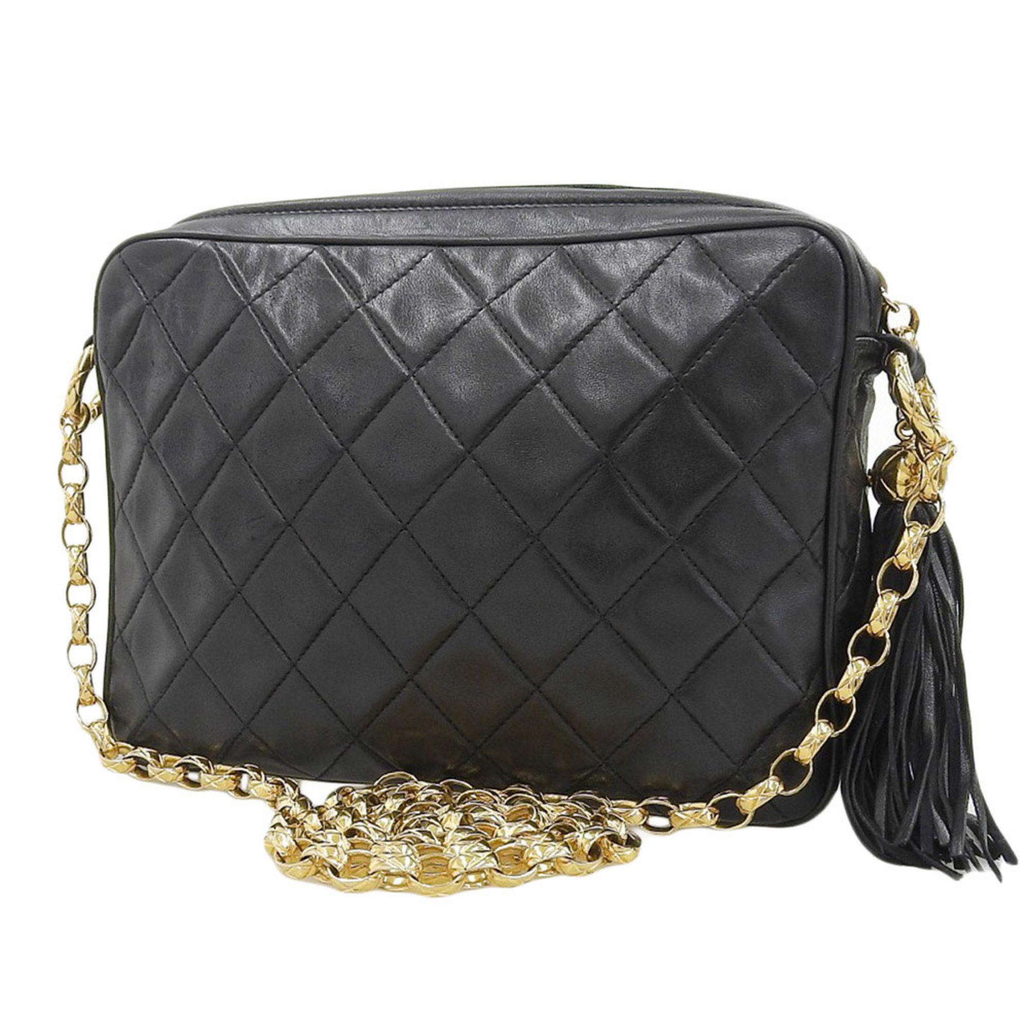 CHANEL Matelasse Coco Mark Chain Shoulder Bag with Seal () A01287 Lambskin Black