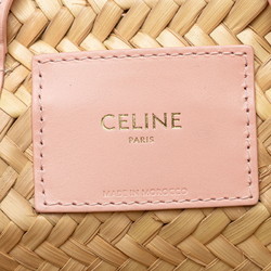 Celine Triomphe Classic Palm Leaf Handbag Shoulder Bag U-SL-0243 Beige Pink Raffia Leather Women's CELINE