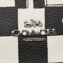 Coach Checkerboard Print Tote Crossbody Handbag Shoulder Bag CR180 SVA16 Black Chalk Leather Women's COACH