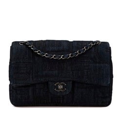 Chanel Perfume Embroidery Chain Shoulder Bag A91101 Indigo Blue Denim Women's CHANEL