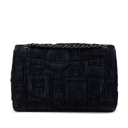 Chanel Perfume Embroidery Chain Shoulder Bag A91101 Indigo Blue Denim Women's CHANEL