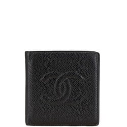 Chanel Coco Mark Bi-fold Wallet Compact Black Caviar Skin Women's CHANEL