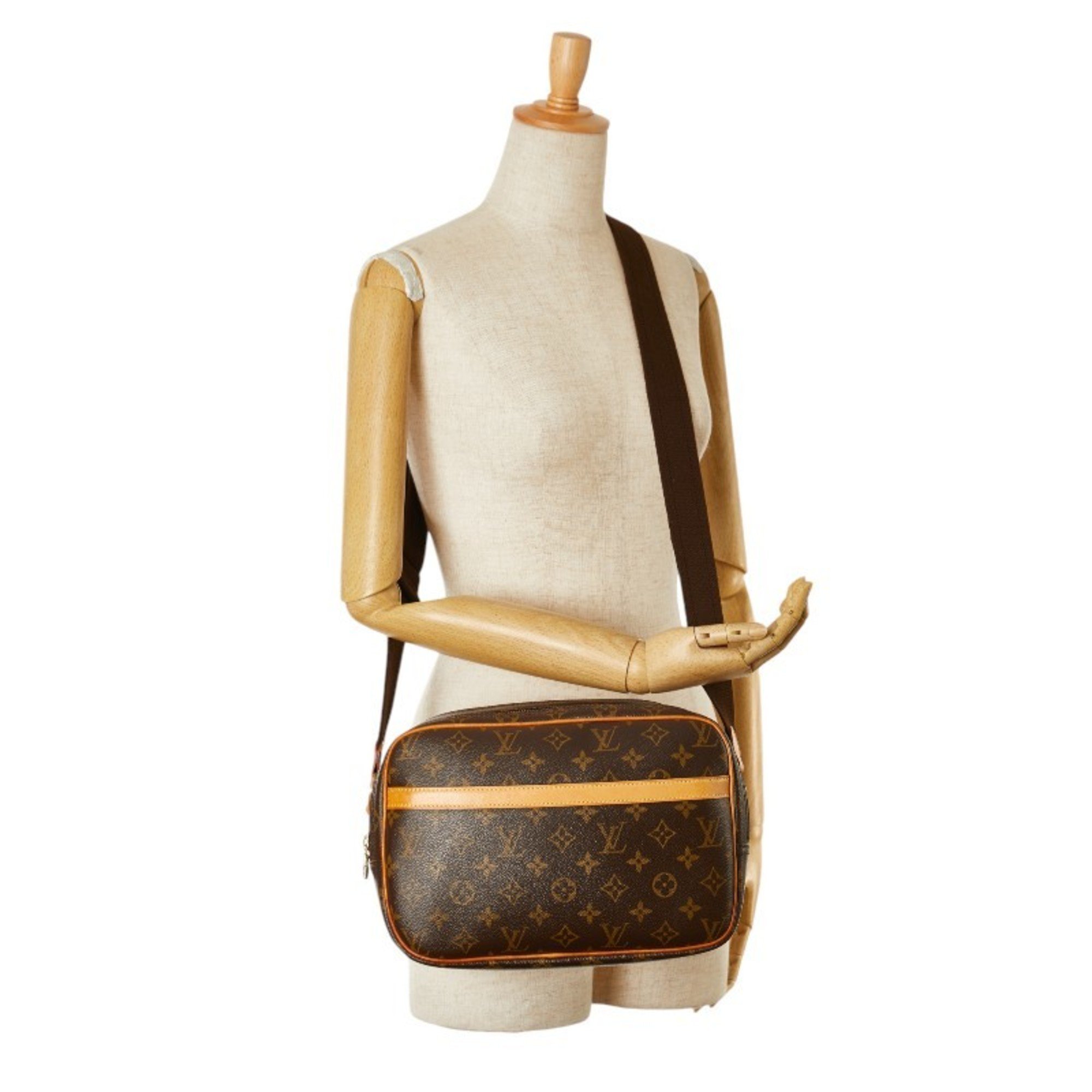 Louis Vuitton Monogram Reporter PM Shoulder Bag M45254 Brown PVC Leather Women's LOUIS VUITTON