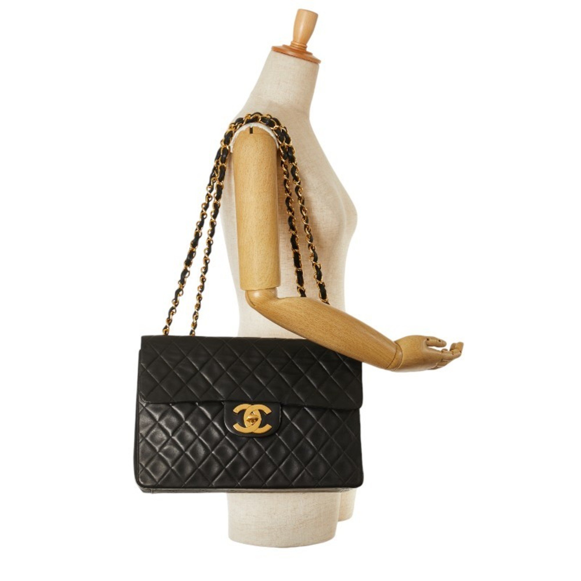 Chanel Matelasse Coco Mark Chain Shoulder Bag Black Lambskin Women's CHANEL