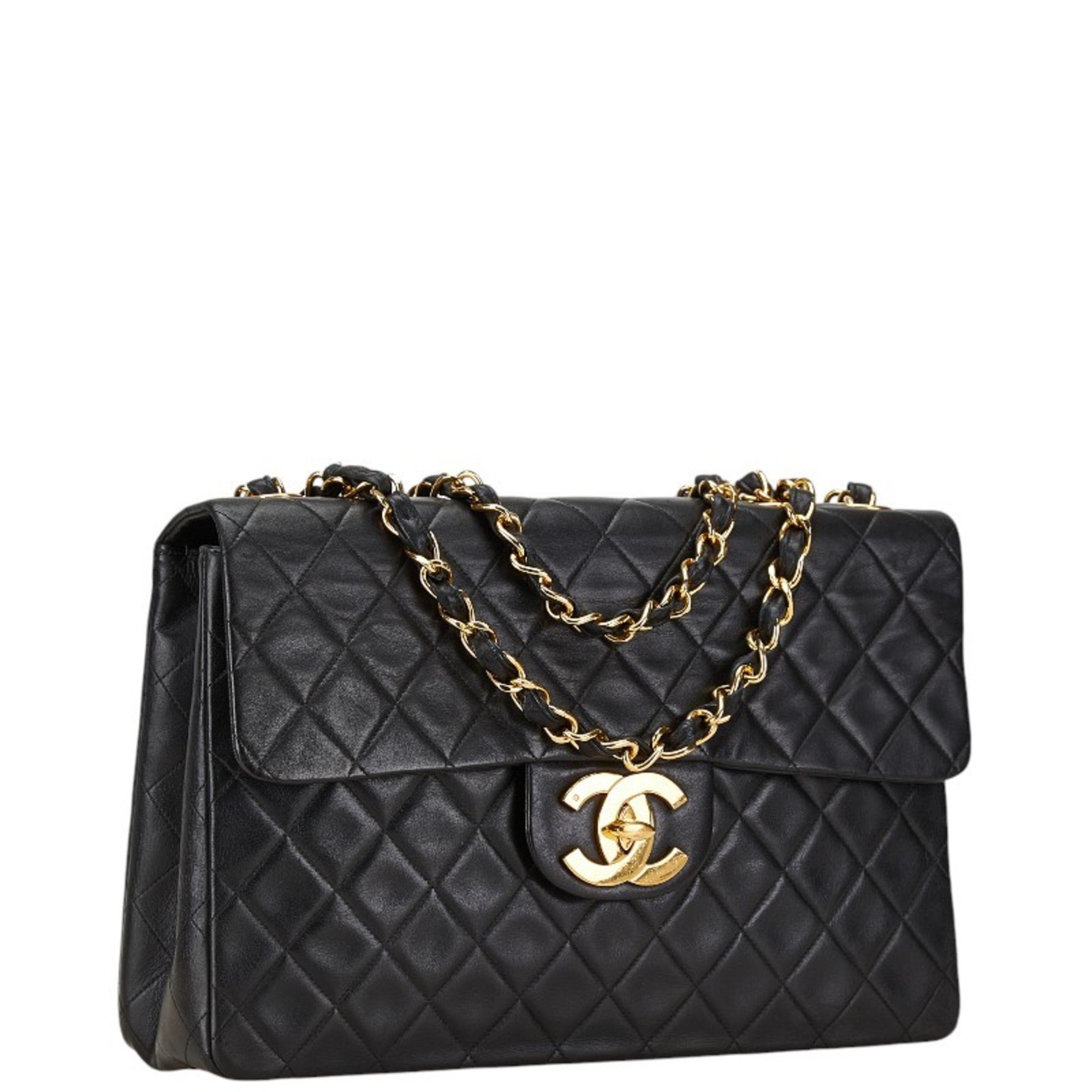 Chanel Matelasse Coco Mark Chain Shoulder Bag Black Lambskin Women's CHANEL