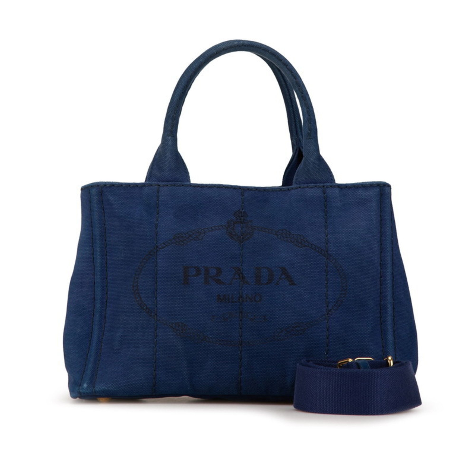 Prada Canapa SS Handbag Shoulder Bag Navy Canvas Women's PRADA