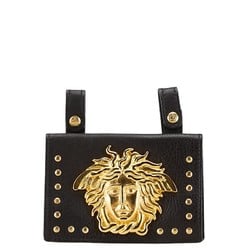 Versace Medusa Waist Bag Black Gold Leather Plated Women's VERSACE