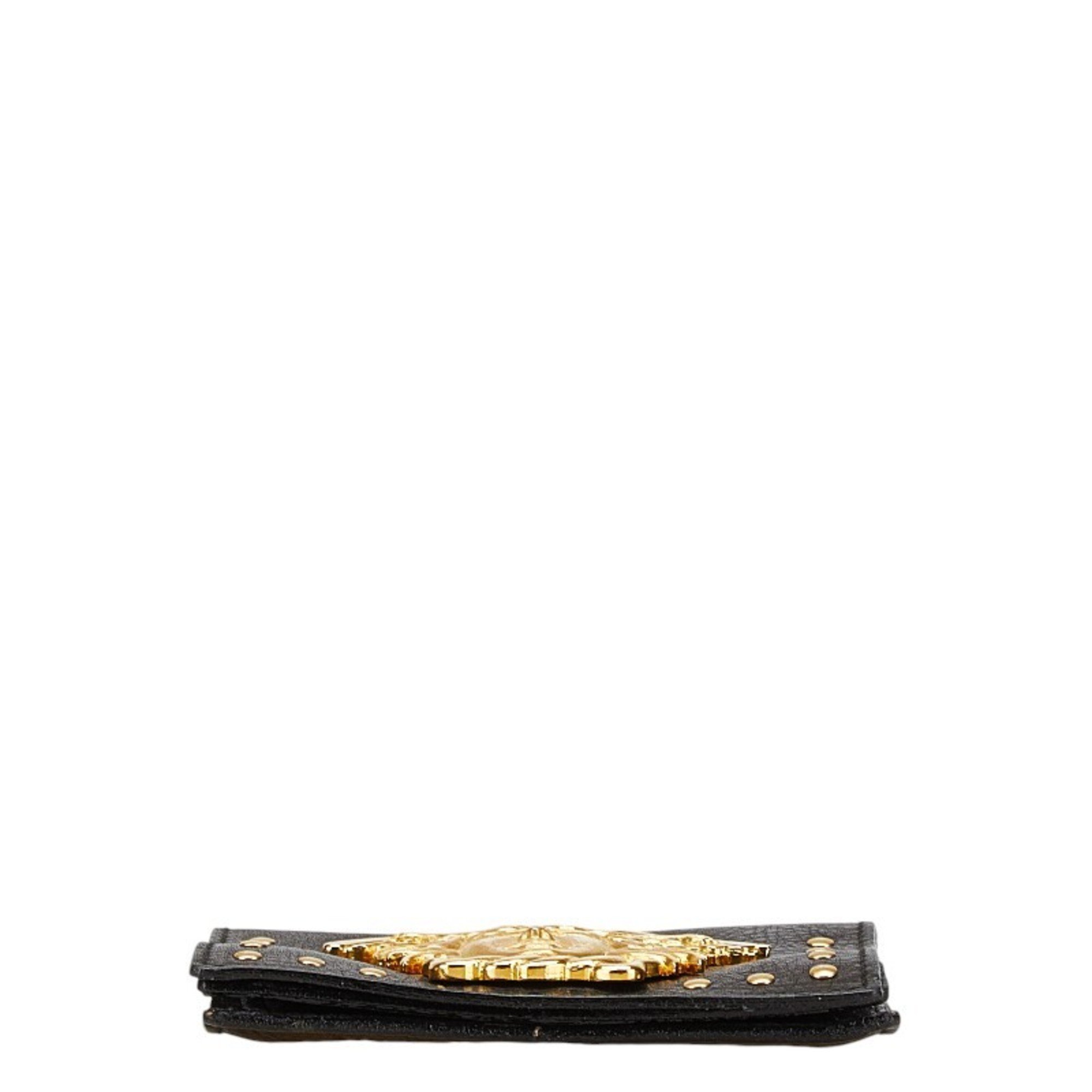 Versace Medusa Waist Bag Black Gold Leather Plated Women's VERSACE