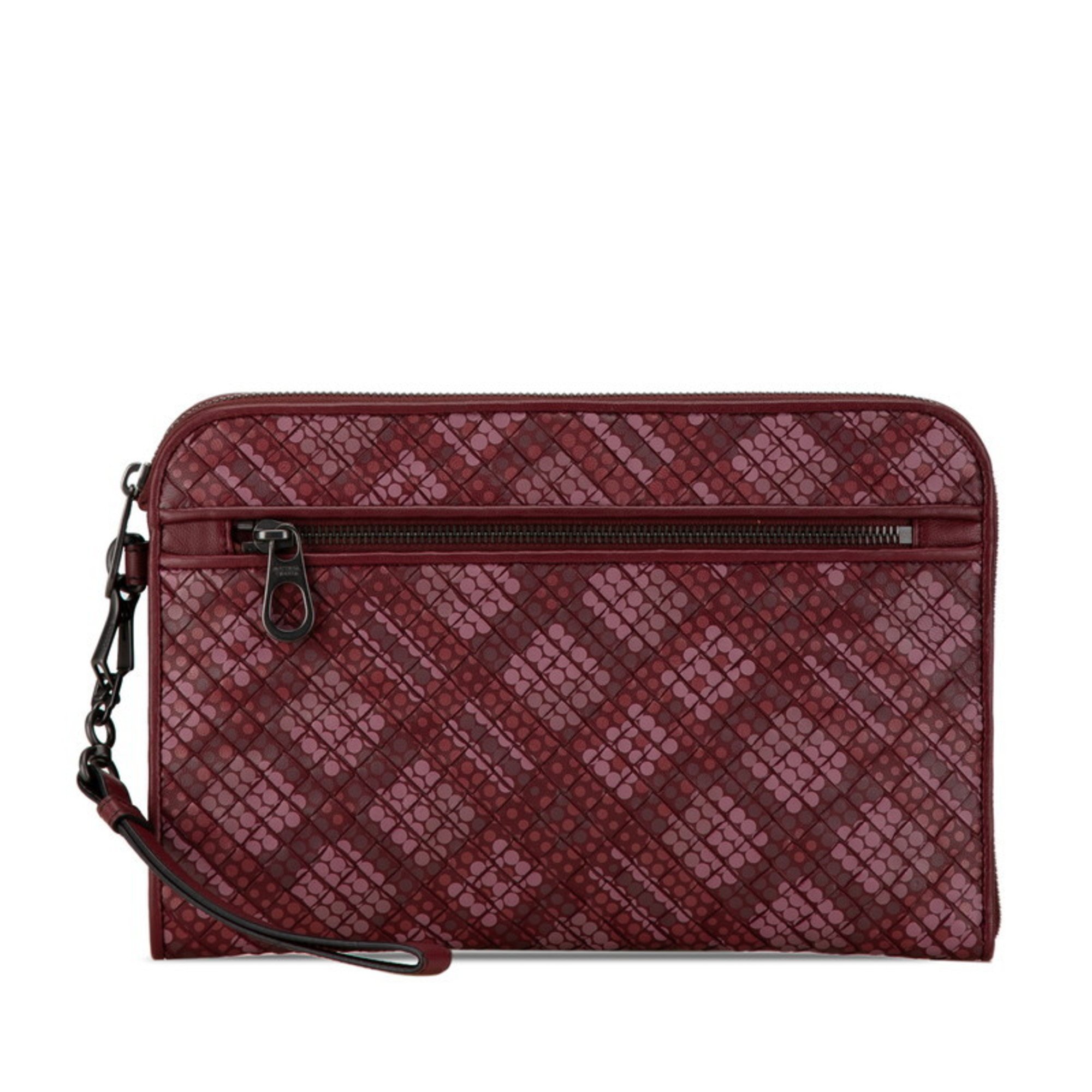 Bottega Veneta Intrecciato Dot Clutch Bag Purple Leather Women's BOTTEGAVENETA