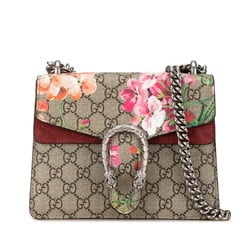 Gucci GG Blooms Dionysus Chain Shoulder Bag 421970 Beige Wine Red PVC Suede Women's GUCCI