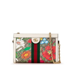 Gucci Ophidia Sherry Line Flower Chain Shoulder Bag 503877 Beige Ivory Multicolor PVC Leather Women's GUCCI