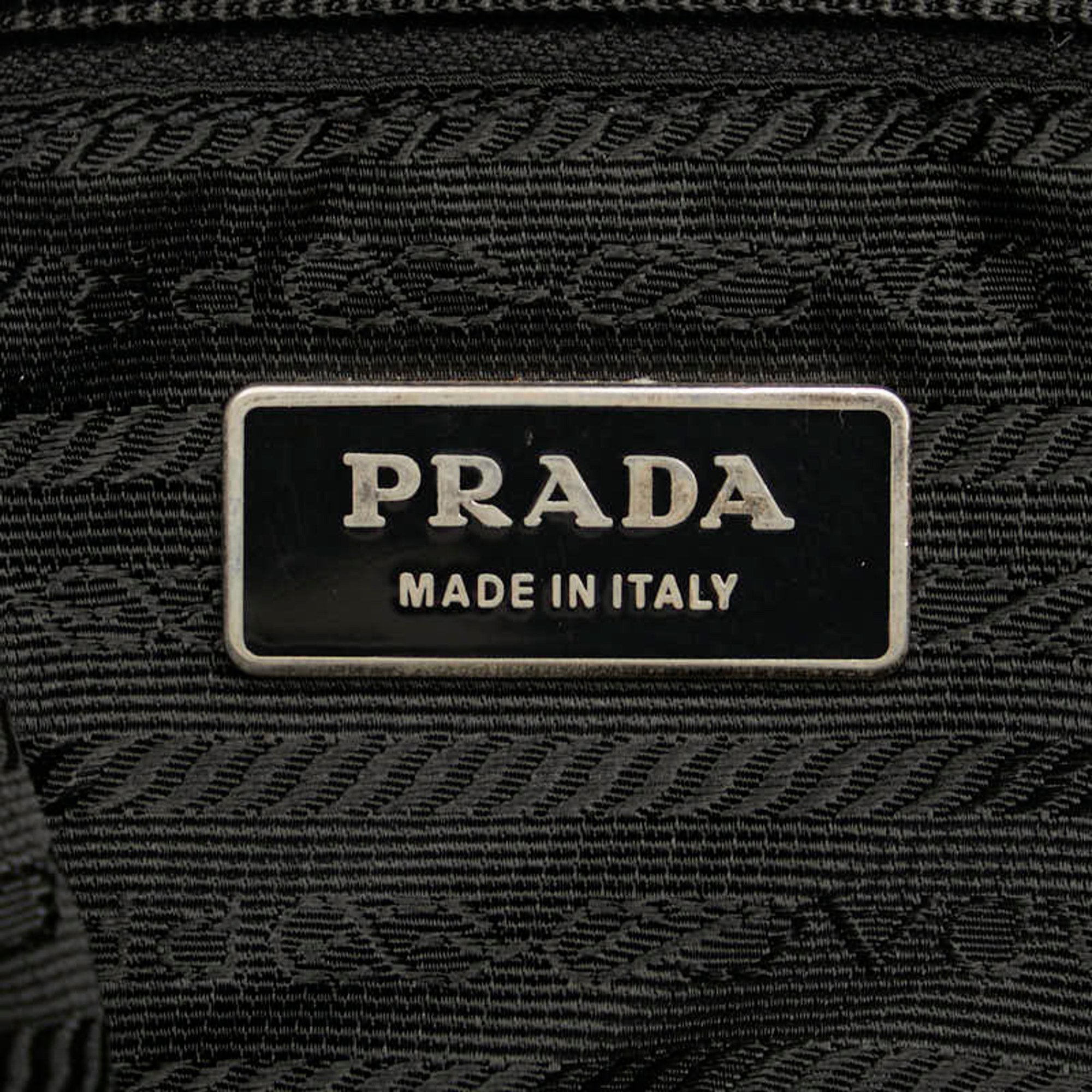 Prada Triangle Plate Shoulder Bag Black Nylon Leather Women's PRADA