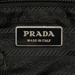 Prada Triangle Plate Shoulder Bag Black Nylon Leather Women's PRADA