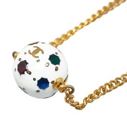 Chanel Coco Mark Soccer Ball Motif Bracelet Gold White Plated Women's CHANEL