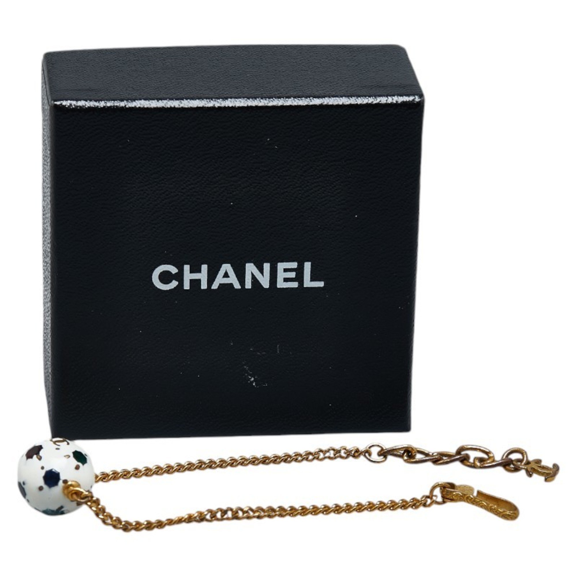 Chanel Coco Mark Soccer Ball Motif Bracelet Gold White Plated Women's CHANEL