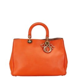 Christian Dior Dior Diorissimo Handbag Shoulder Bag Orange Leather Women's