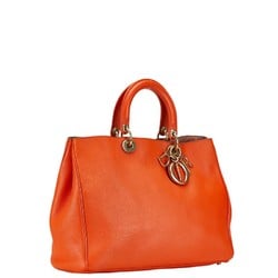 Christian Dior Dior Diorissimo Handbag Shoulder Bag Orange Leather Women's