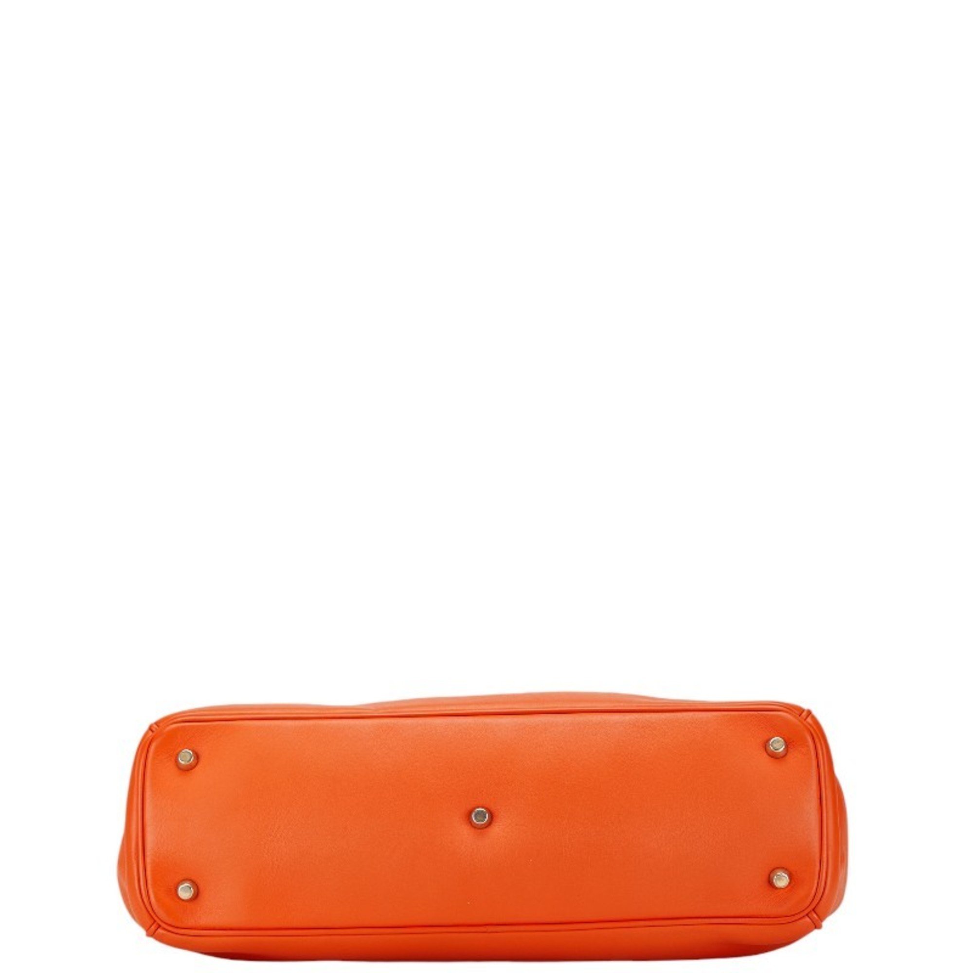 Christian Dior Dior Diorissimo Handbag Shoulder Bag Orange Leather Women's