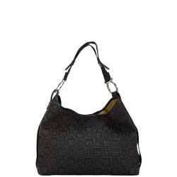 Salvatore Ferragamo Gancini Bag 5762 Black Canvas Leather Women's