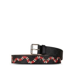 Gucci GG Supreme Snake Belt 75.30 434520 Black PVC Leather Men's GUCCI