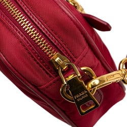 Prada Triangle Plate Shoulder Bag BT0773 Pink Nylon Saffiano Leather Women's PRADA