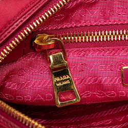 Prada Triangle Plate Shoulder Bag BT0773 Pink Nylon Saffiano Leather Women's PRADA