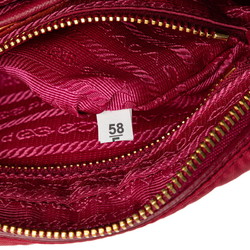 Prada Triangle Plate Shoulder Bag BT0773 Pink Nylon Saffiano Leather Women's PRADA