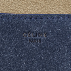 Celine Diamond Clutch Shoulder Bag Greige Navy Leather Suede Women's CELINE