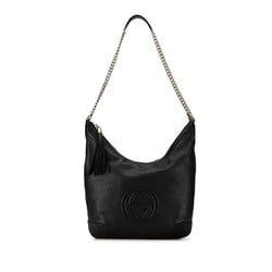 Gucci Soho Interlocking G Tassel Chain Shoulder Bag 308987 Black Leather Women's GUCCI