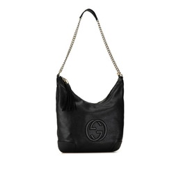 Gucci Soho Interlocking G Tassel Chain Shoulder Bag 308987 Black Leather Women's GUCCI