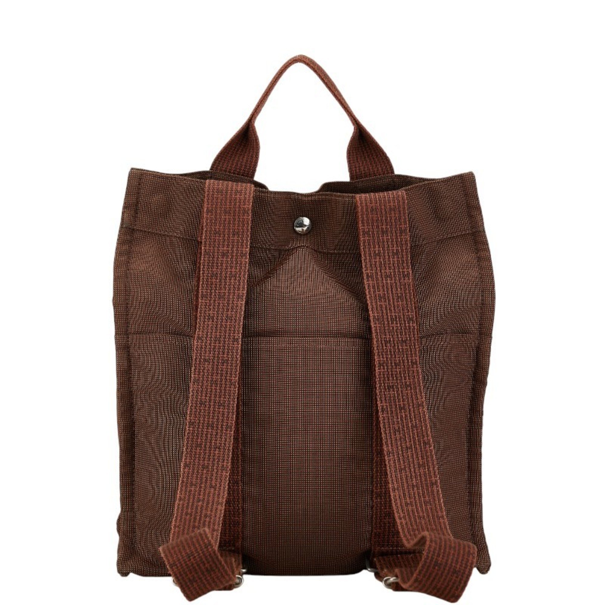 Hermes Air Line Ad PM Backpack Brown Canvas Women's HERMES