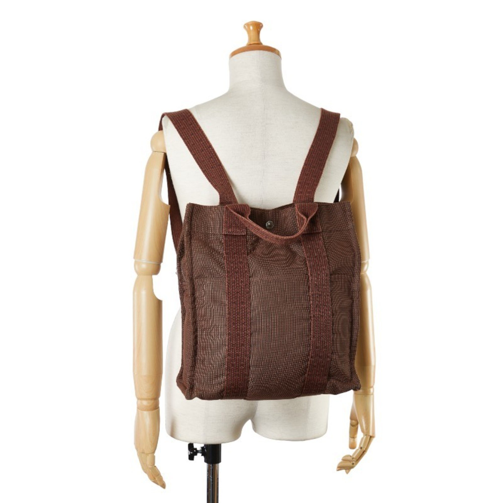 Hermes Air Line Ad PM Backpack Brown Canvas Women's HERMES