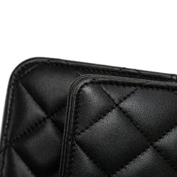 Chanel Matelasse Chain Wallet Shoulder Bag Black Lambskin Women's CHANEL