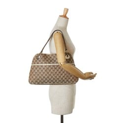 Gucci GG Canvas Tote Bag Handbag 121023 Beige Ivory Leather Women's GUCCI