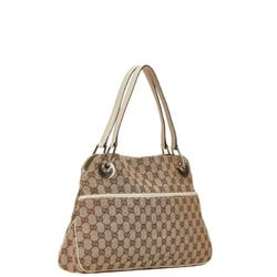 Gucci GG Canvas Tote Bag Handbag 121023 Beige Ivory Leather Women's GUCCI