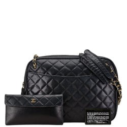 Chanel Matelasse Coco Mark Chain Shoulder Bag Black Lambskin Women's CHANEL