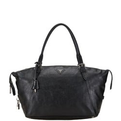 Prada Triangle Plate Boston Bag Handbag Black Leather Women's PRADA