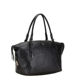 Prada Triangle Plate Boston Bag Handbag Black Leather Women's PRADA