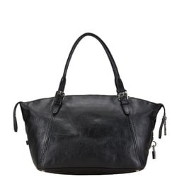 Prada Triangle Plate Boston Bag Handbag Black Leather Women's PRADA