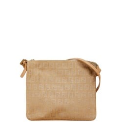 FENDI ZUCCA shoulder bag beige canvas leather women's