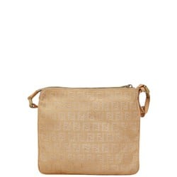 FENDI ZUCCA shoulder bag beige canvas leather women's